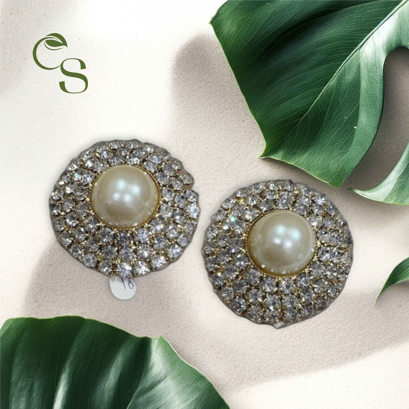 Elegant Pearl and Crystal Clip On Earrings
