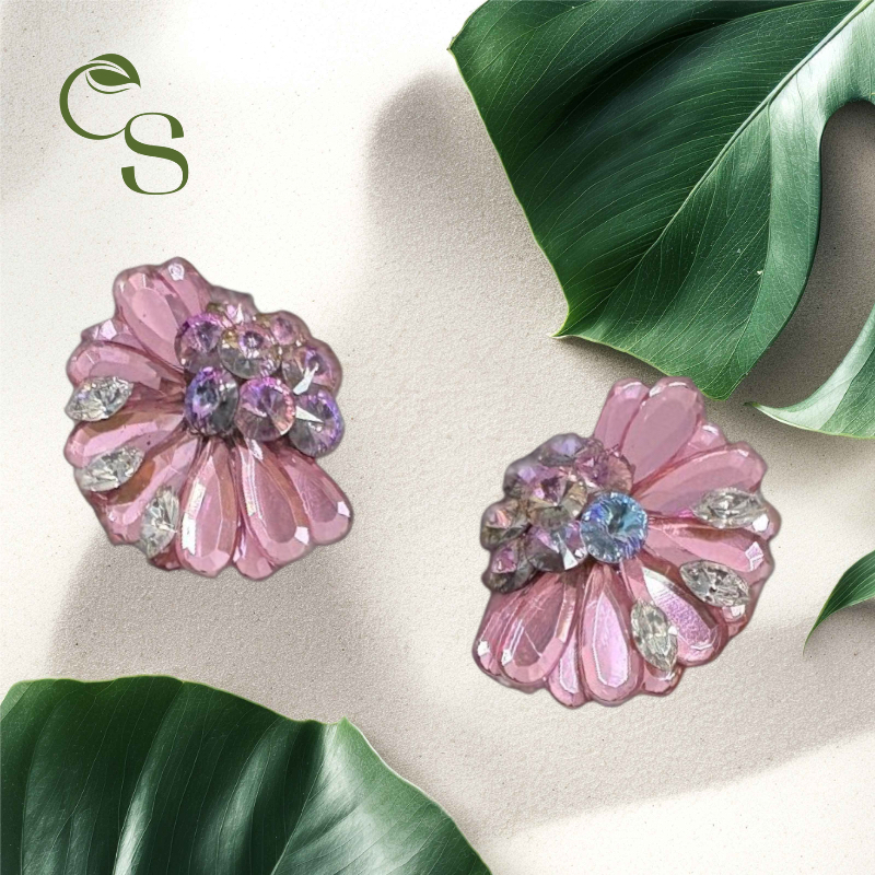 Pink Blossom Clip Earrings