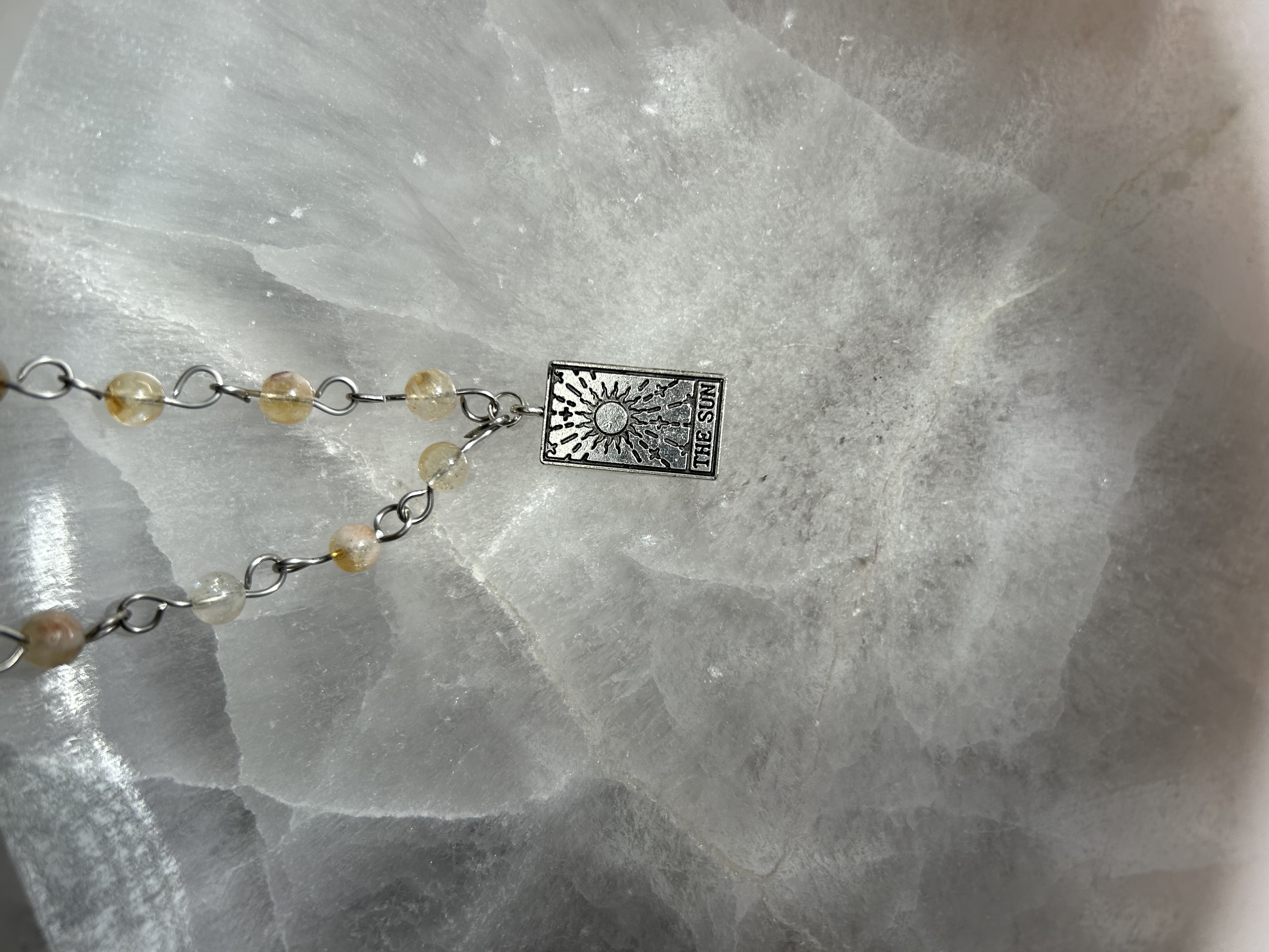 Citrine and Sun Card Necklace