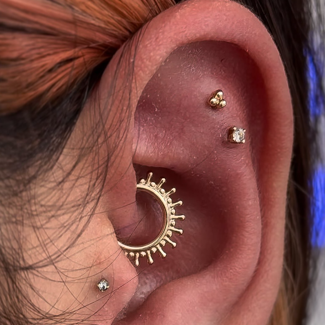 Daith jewelry and tri bead