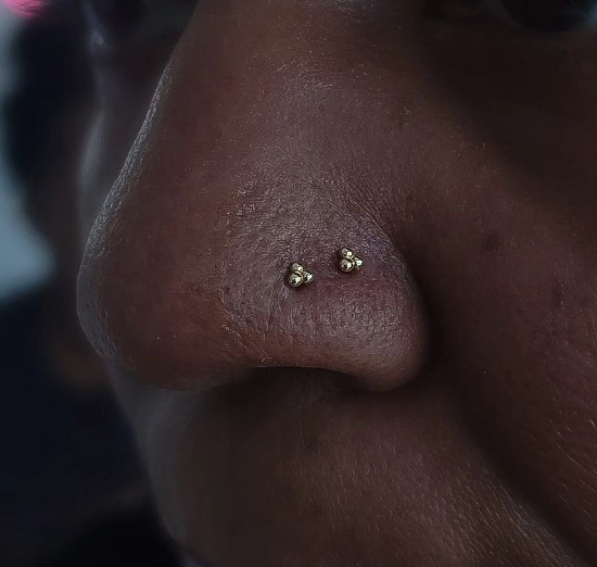 2 tri beads de oro 14KT amarillo